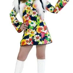Hippie-Girl Flower Power (jurk, Vest, Haarband)