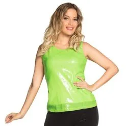 Top Pailletten Neon Groen