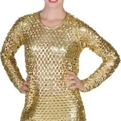 Disco Top Goud Stretch