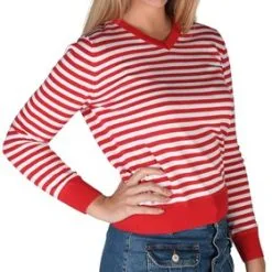 Gestreepte Trui Rood/wit Lady