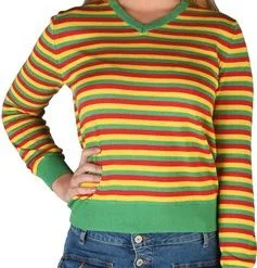 Gestreepte Trui Rood/geel/groen Lady