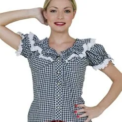 Tirolerblouse Oktoberfeest Zwart/wit
