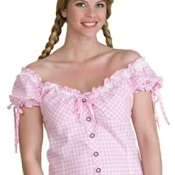 Tirolerblouse Oktoberfeest Roze/wit