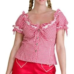 Tirolerblouse Oktoberfeest Rood/wit