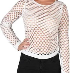 Shirt Lange Mouw Gaten Wit