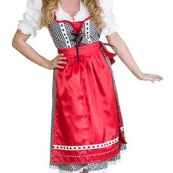 Dirndl Anna Oktoberfeest Zwart/rood (jurk,schort)