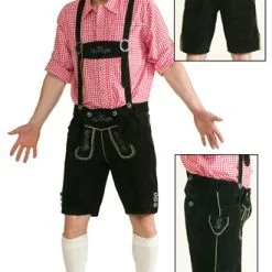 Lederhose Kort Zwart Oktoberfeest (echt Leer Met Borduursel)