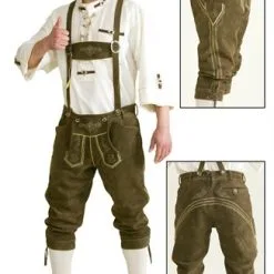 Lederhose Olijf Groen Oktoberfeest (echt Leer Met Borduursel)
