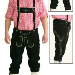 Lederhose Zwart Oktoberfeest (echt Leer Met Borduursel)