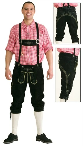 Lederhose Zwart Oktoberfeest (echt Leer Met Borduursel)