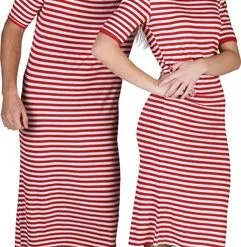 Jurk Gestreept Rood / Wit